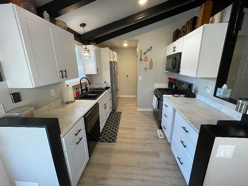 Galley style kitchen big enough for 2 people to cook in!