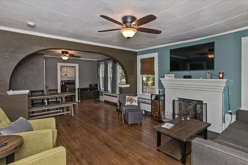 Gas log fireplace in the living room