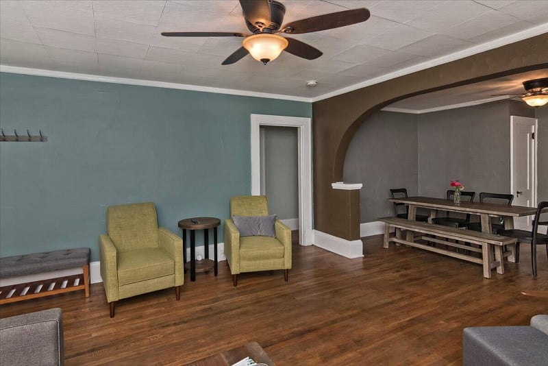 Living room is open to dining
