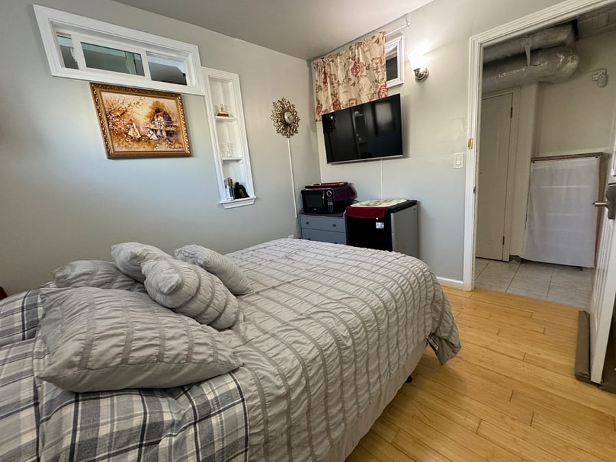 MiniFridge, Dresser,and 42" SMART TV with streaming apps for watching your favorite Movies/shows