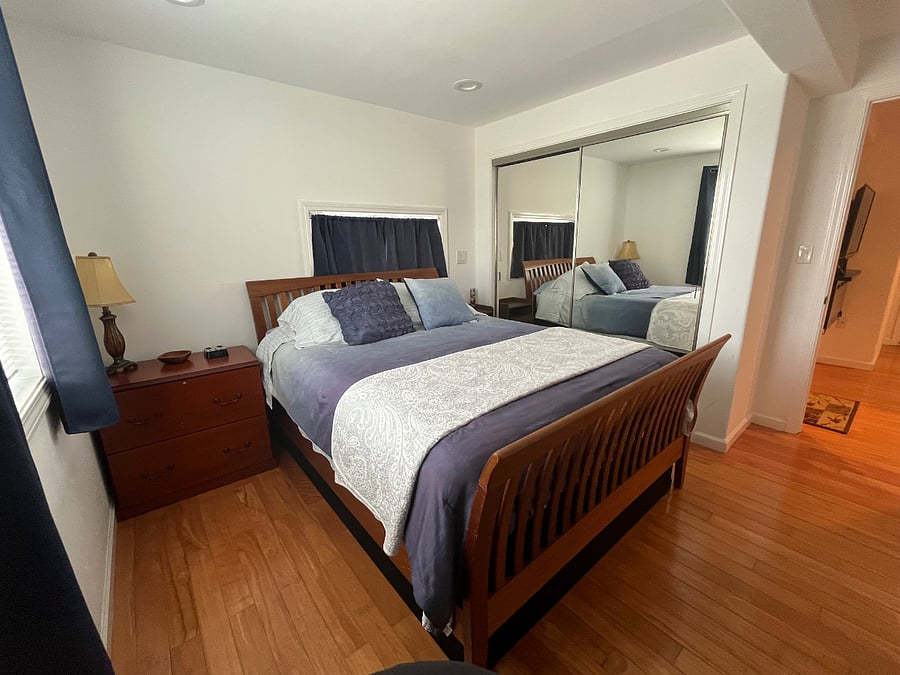 Bedroom has large closet space