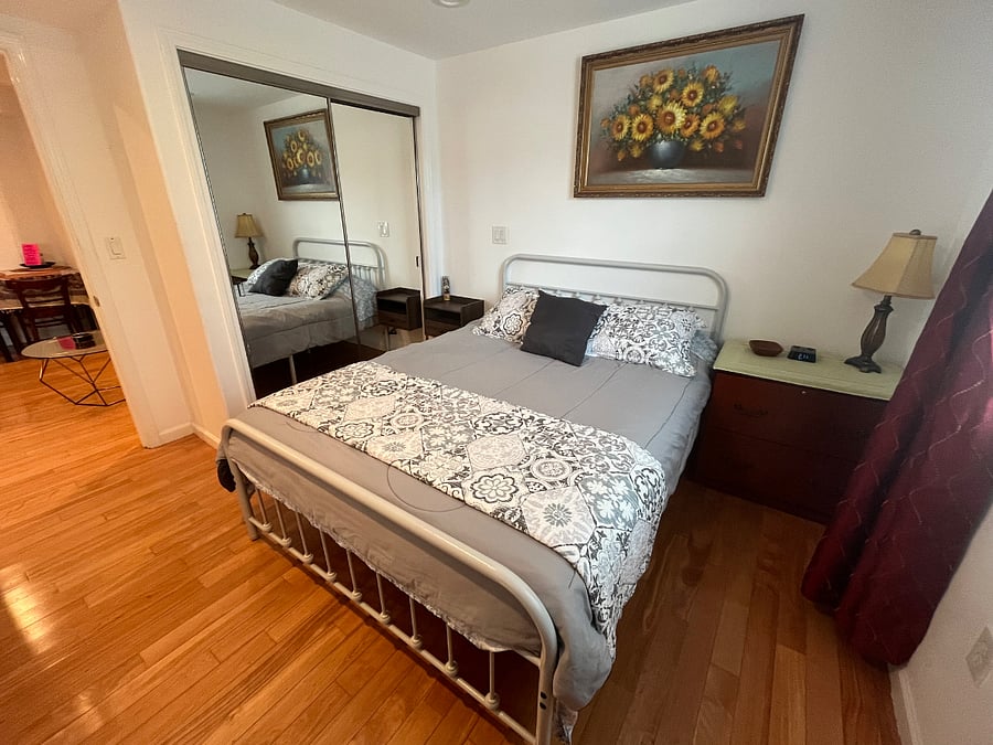 Bedroom has large closet space