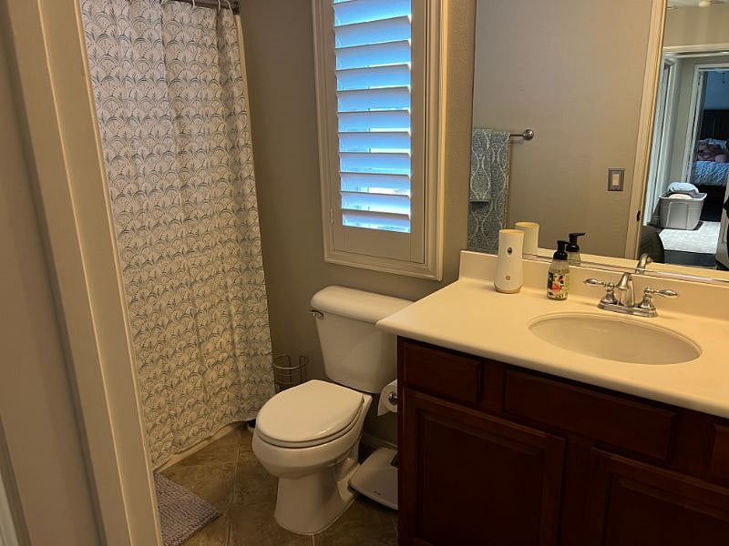 Secondary bedroom's private bathroom has more than enough room