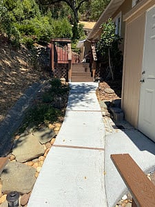 Private pathway leads to deck &. unit.