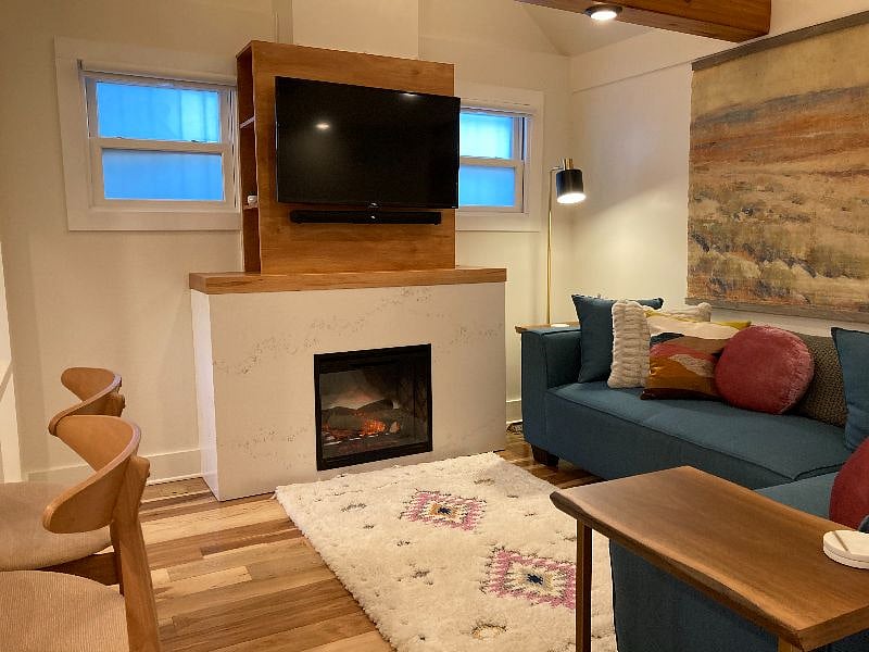 Living Room Fireplace and Smart TV