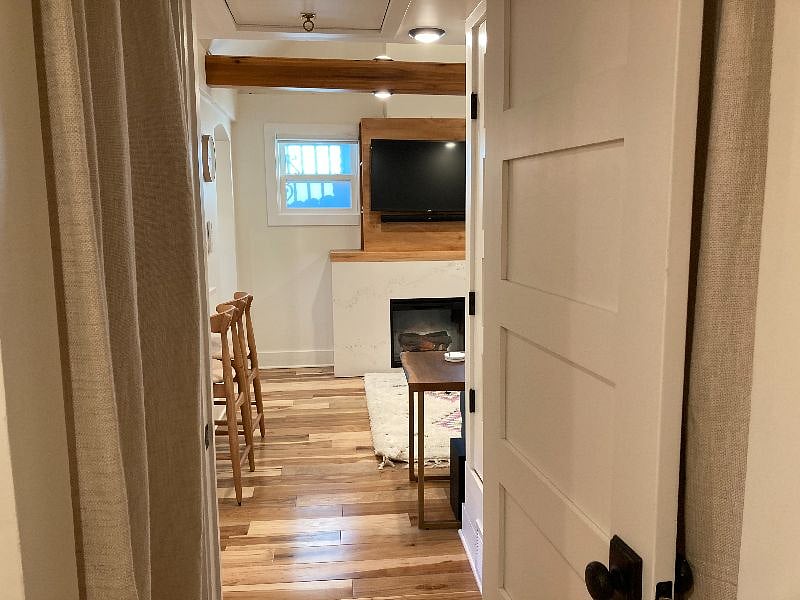 View from bedroom to living area.