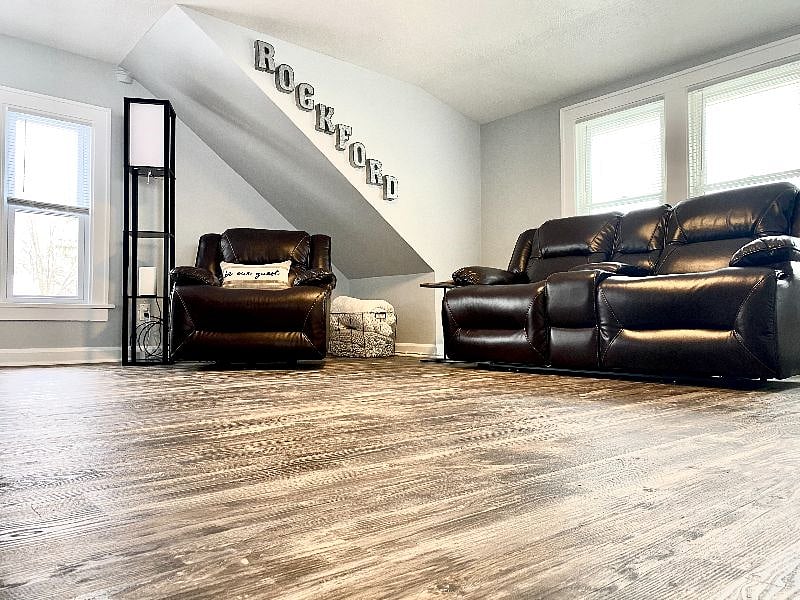 Spacious, stylish living area with comfy seats perfect for relaxing in Rockford