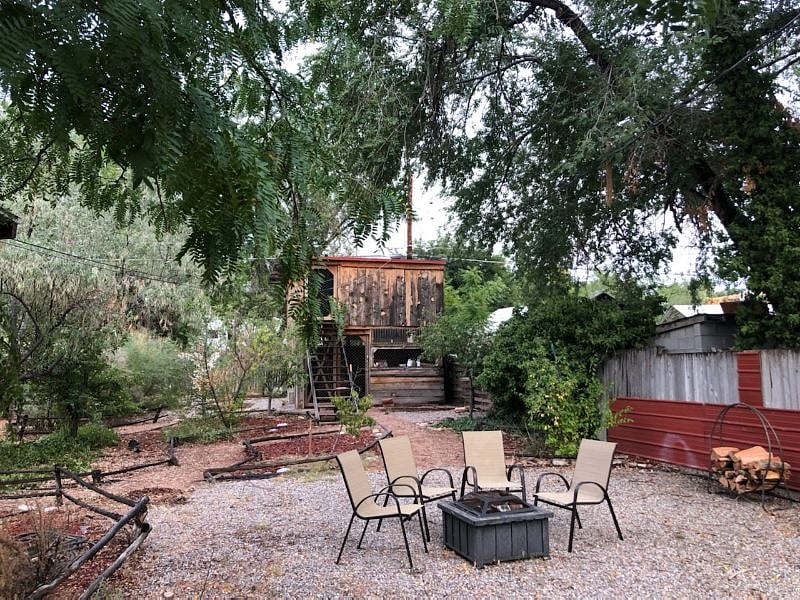 Backyard with fire pit