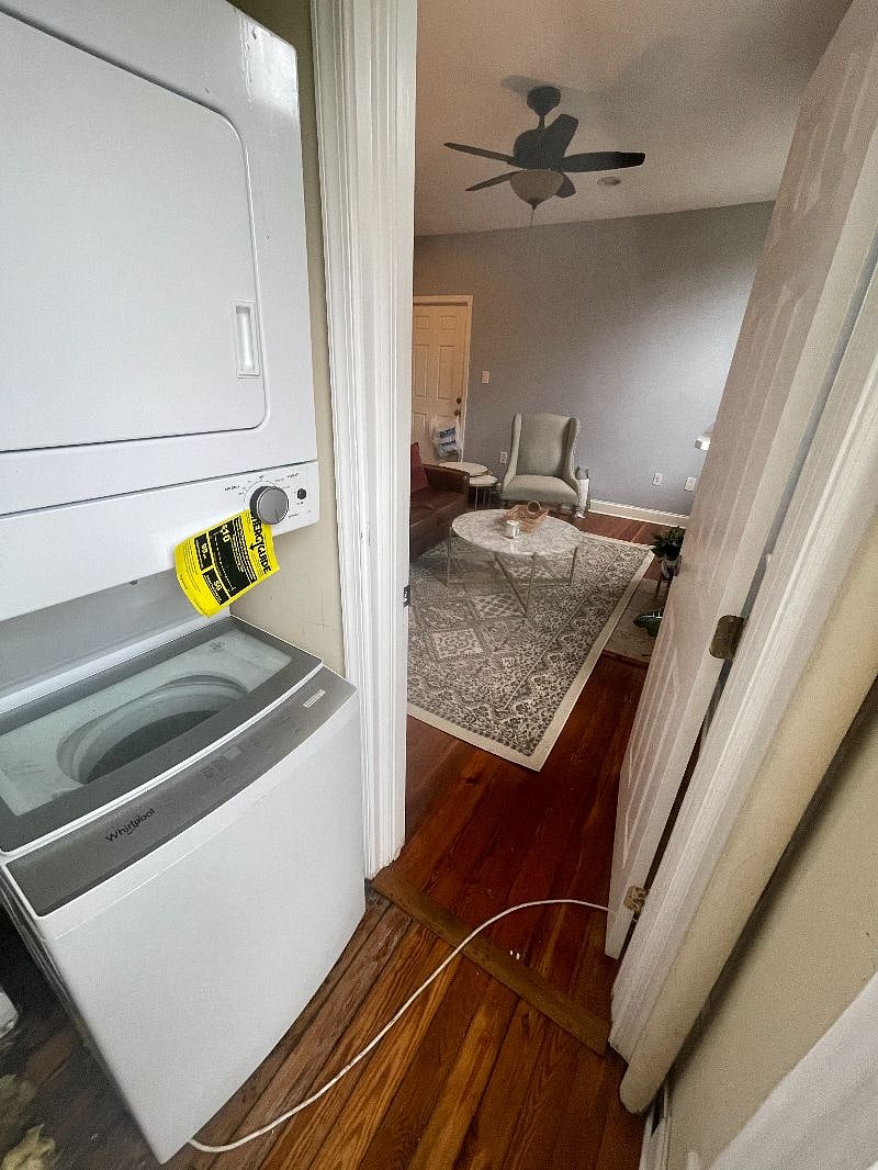 In unit washer dryer in separate closet. 