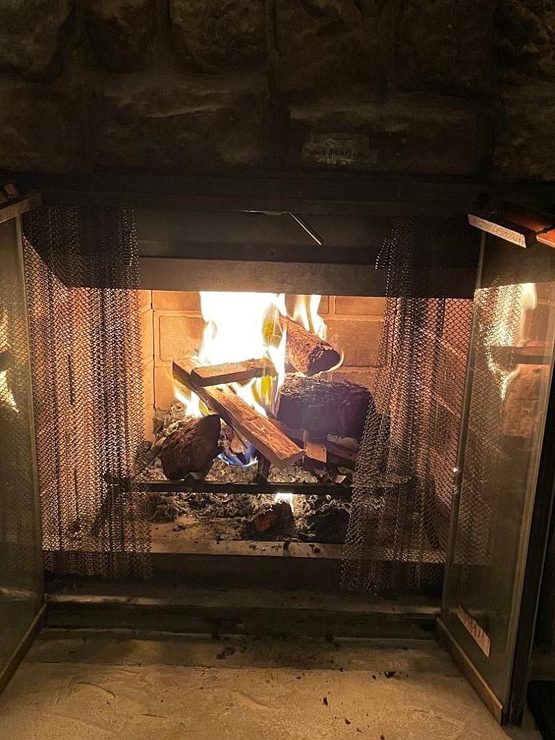 Cozy fireplace.