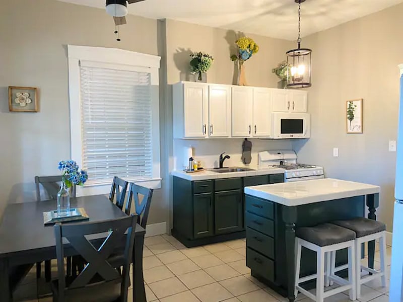 Kitchen with plenty of eating areas