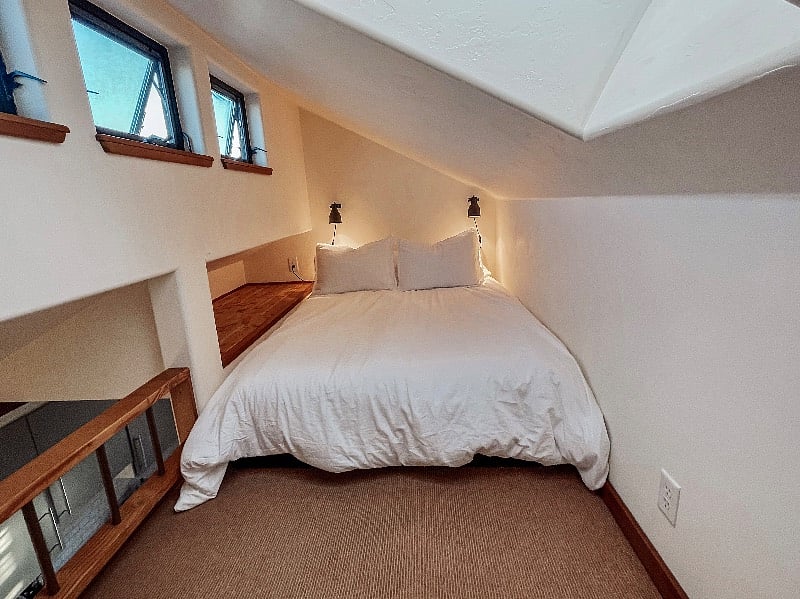 Loft bedroom. Note skylight, if you prefer blackout room, this might not be suited for you