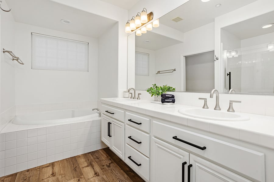 Master bathroom dual sinks