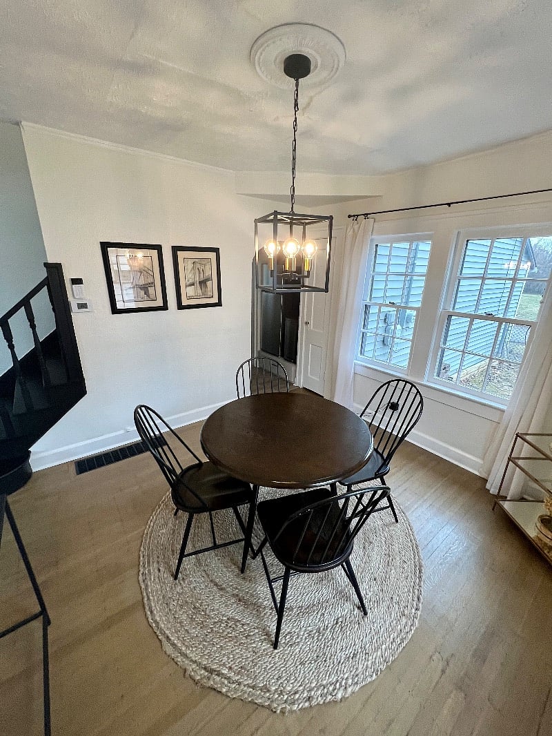 Dining room with Simple Safe security system and smart thermostat 