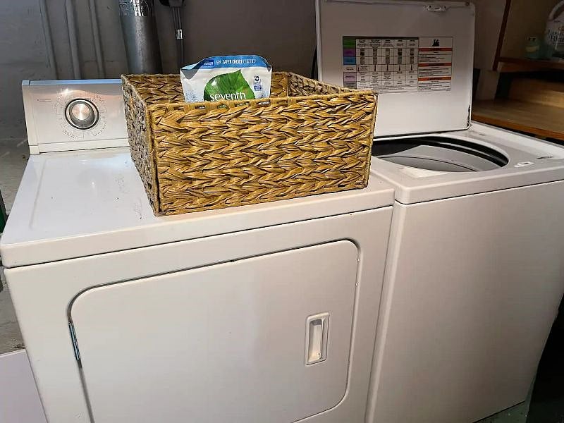 Washer and dryer in the basement. 