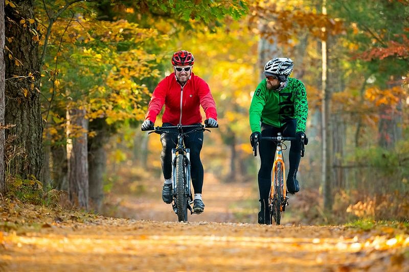 Biking in Point Beach in the incredible fall colors. 