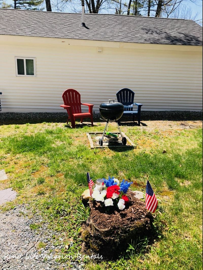 Charcoal grill and sitting area