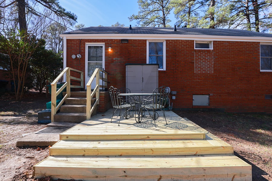The home has a private, park-like lot with mature trees.  After a long day, relax and enjoy the great outdoors on your private patio.