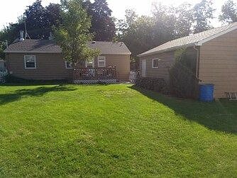 Backyard and garage
