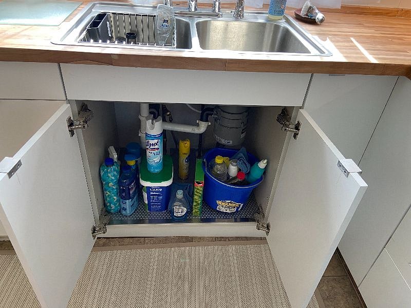 Under sink cleaning supplies
