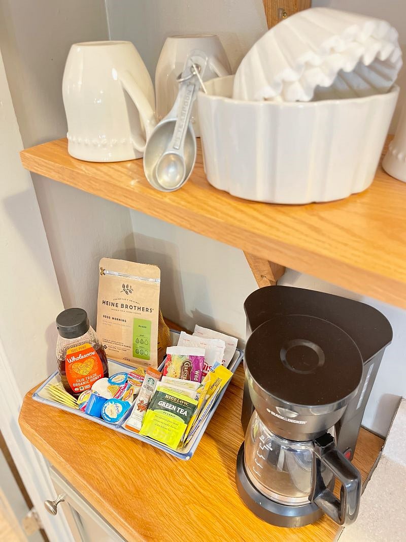 drip and French press coffee options with bean grinder