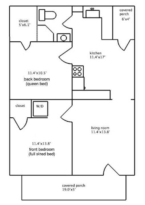 home layout showing room sizes and amenity locations