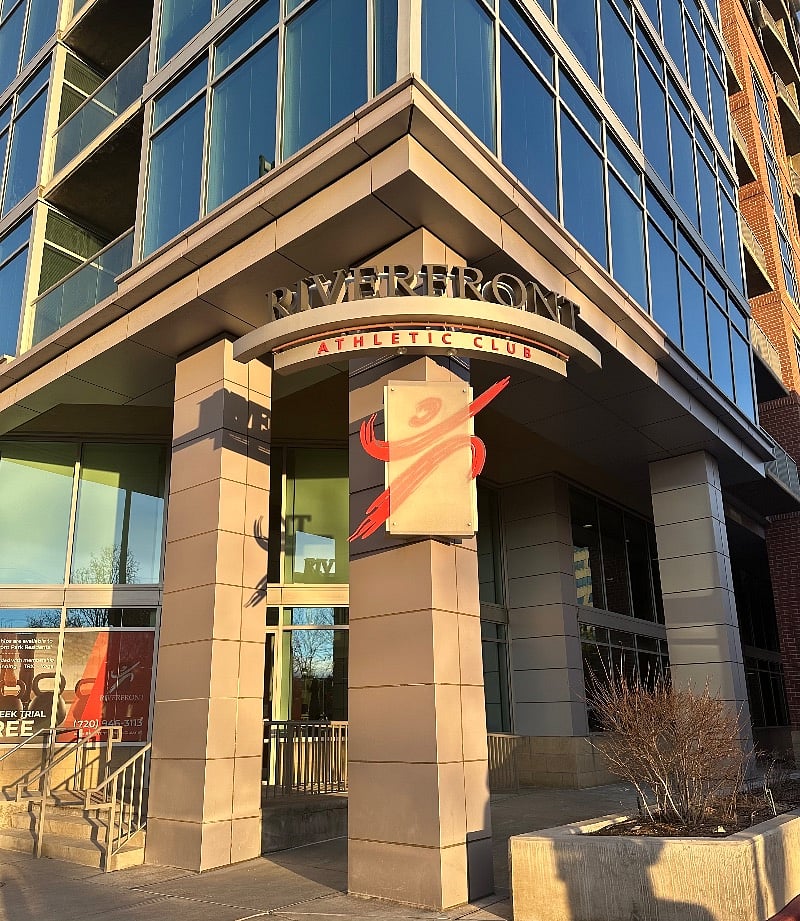 2 story health club with free exercise classes.