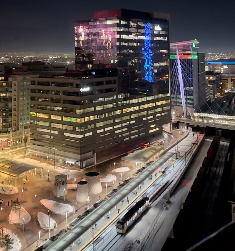 LOOK DOWN! The commuter train can take you to anywhere in Denver.