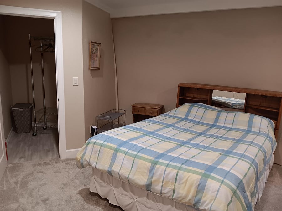 The Tucamari bedroom has a plush, comfortable carpet and plenty of storage room.