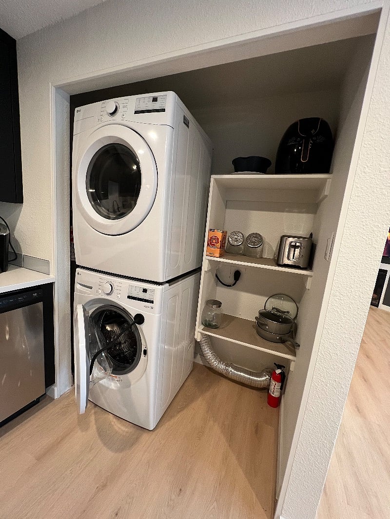 Washer and dryer in unit for your convenience 