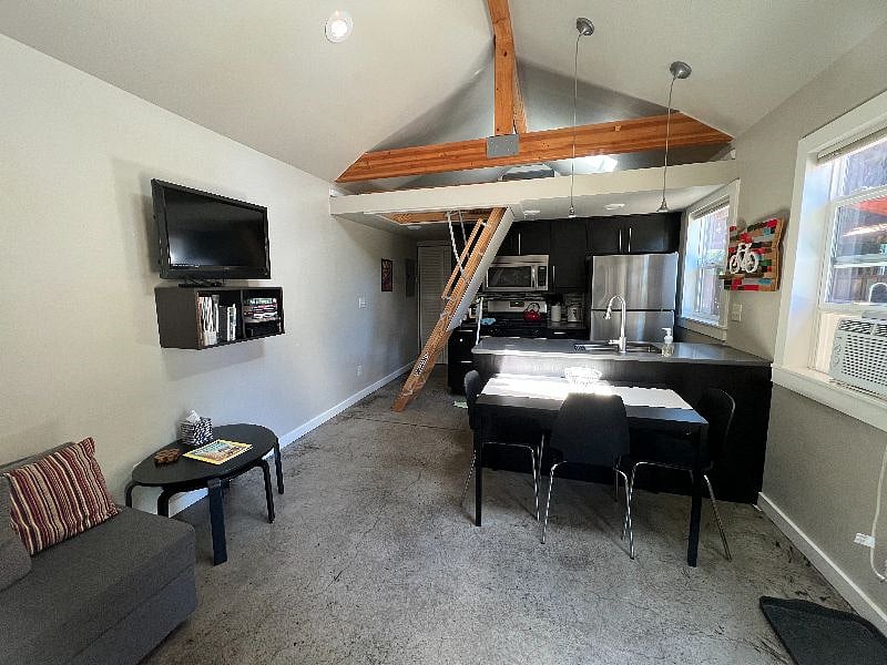 Kitchen with loft ladder extended