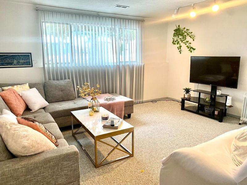 Kitchen in a furnished duplex unit