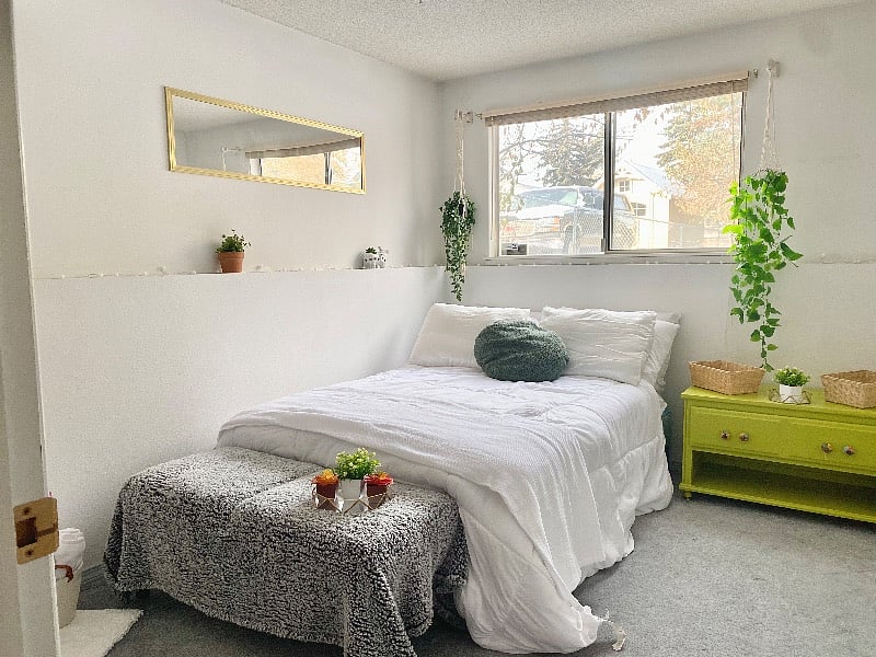 Living area in a furnished duplex unit