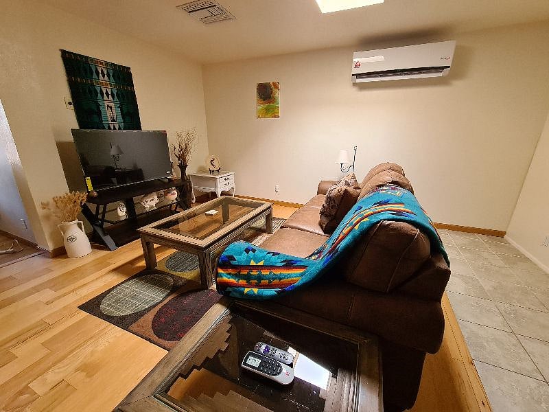 Living room with smart tv
