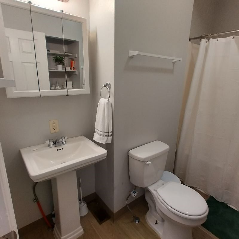 Shared full bathroom, always clean and clear.