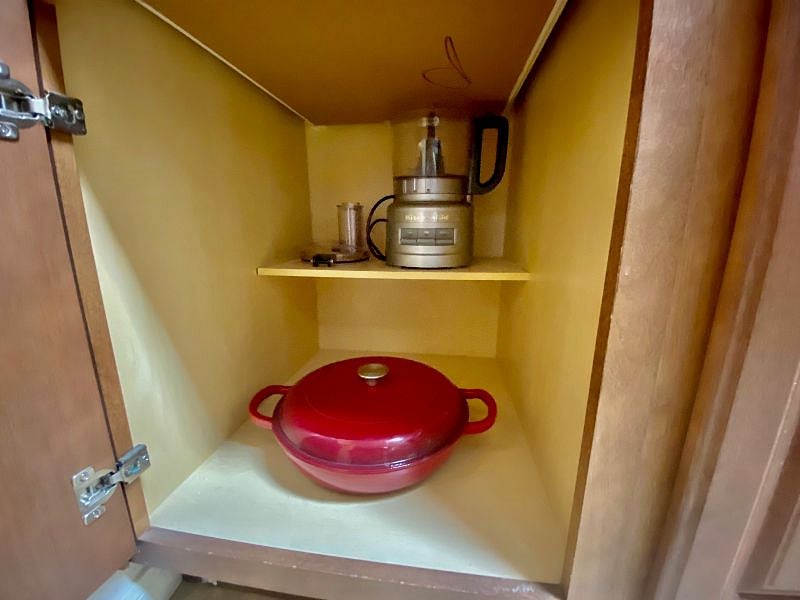 Porcelain braiser and full size food processor.