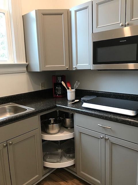 kitchen for the unit .  A large kitchen with a nice view over the sink.  Plenty of counter space and lots of storage for kitchen supplies. Everything in the kitchen is brand new as the kithchen was just put in this year.