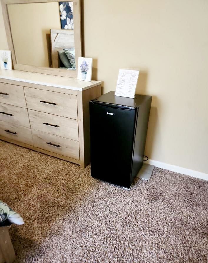 Mini fridge in room