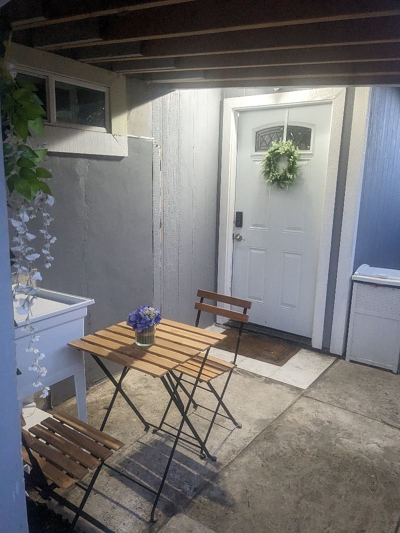 Private outdoor patio with outdoor sink