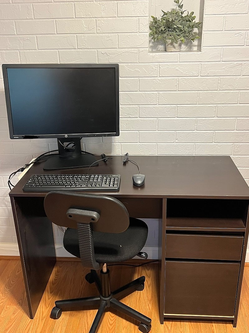 Computer desk with wifi and ethernet cable