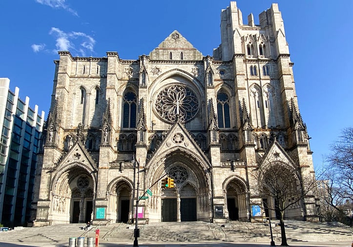 The Cathedral of Saint John the Divine on Amsterdam Avenue is one of the oldest buildings in Morningside Heights, and it's history is one of the most fascinating. The historic Cathedral has many secrets, from a gold triptych by Keith Haring to a very unusual sculpture featuring the Archangel Michael, the decapitated head of Satan, and nine giraffes. 

