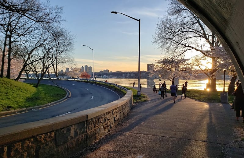 Central Park is not the only park around you. 4 blocks over youll find Riverside Park. Stretching four miles from 72nd to 158th streets along the Hudson River, Riverside Park is widely regarded as Manhattan's most spectacular waterfront park.
