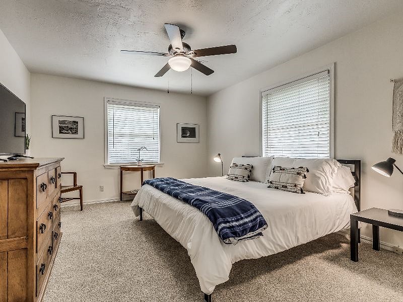 Master Bedroom with 50 inch Roku TV