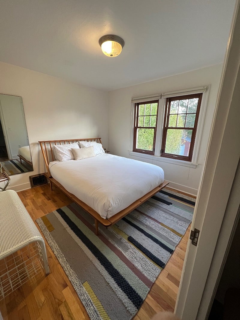 Bedroom with queen bed.