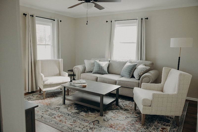 Cozy living room with Roku smart TV
