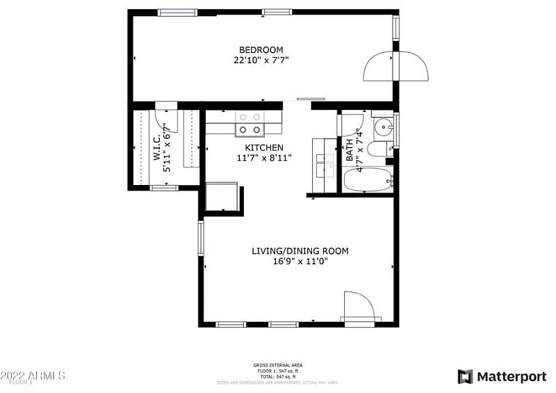 Apt D floor plan.
