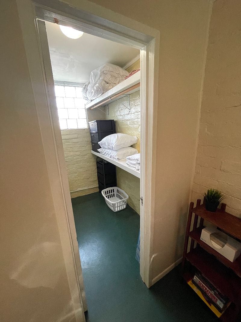 Walk-in closet entry.