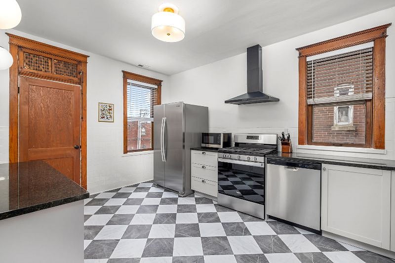 Newly renovated kitchen has brand new stainless steel appliances