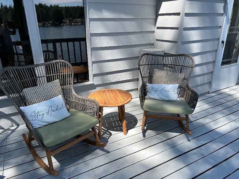 Perfect outdoor upper deck area for morning coffee!