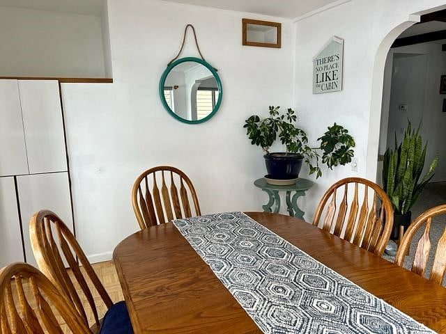 Dining room table seats 8 with extension.